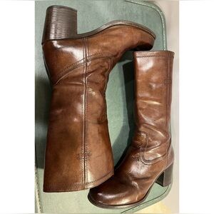 Frye Kendall Pull On Boots Women's Size 9B Dark Brown Leather 3475430-DBN
